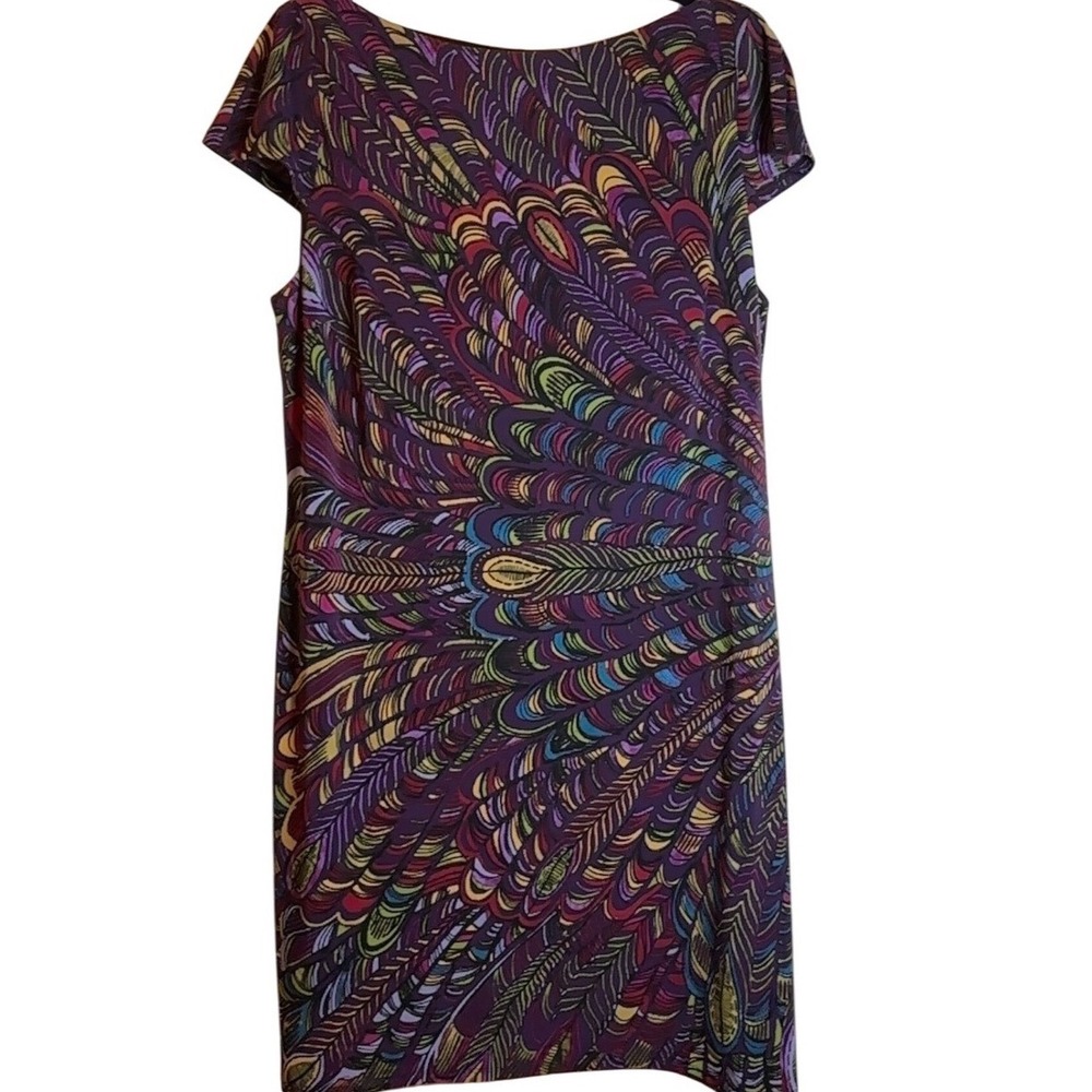 Evan Picone Womens‎ Dress Size 16 Multicolor Feather Print Career Sheath